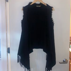 Vivien by Origami vest with fringe and faux fur one size fits most